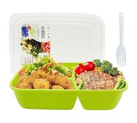 NEEZ Lunch Box - Boite Repas 3 Compartiment avec Couvercles (1400ml), Plastiqueboite Conservation Alimentaire pour à Gouter, Repas & Petit Dejeuner, Bento Snack Box (Vert)