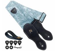 Nefelibata Sangle de guitare, 2.3 pouces style Porter en cuir végétalien, Western Vintage des années 60, Plectre de guitare, Bouton et verrou de courroie