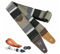 Nefelibata Sangle de guitare avec poche pour médiator - En cuir de vachette - Pour basse, guitare électrique et acoustique - Avec bouton de sangle, 1 paire de verrous et 4 médiators