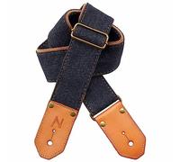 Nefelibata sangle de guitare, Courroie de Guitare Denim Noir avec première couche épaisse de cuir de vache tanné au végétal pour Acoustique, Basse, Electrique, Cadeau pour Guitaristes et Musiciens