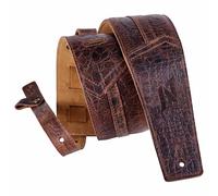 Nefelibata Sangle de guitare de 7,6 cm, en cuir pleine fleur de vache, avec rembourrage en mousse et boucle de rangement pour câble, pour guitare basse, électrique et acoustique (fissures)