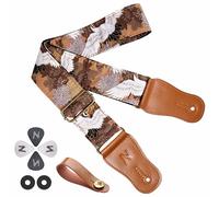Nefelibata sangle de guitare japonaise en coton pour guitare acoustique, ukulélé, adaptateur de sangle de tête gratuit avec boucle, plectres de guitare et boucle de sangle