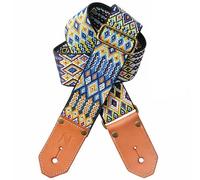 Nefelibata Sangle de guitare tissée cool - Sangles de guitare en coton avec première couche épaisse en cuir de vache tanné végétal pour acoustique, basse, électrique