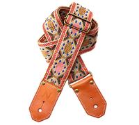 Nefelibata Sangle de guitare tissée cool - Sangles de guitare en coton avec première couche épaisse en cuir de vache tanné végétal pour acoustique, basse, électrique