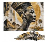 Nefertiti Egyptian Queen Newspaper Collage Puzzle en Bois, 500 pièces | Une activité puzzle flexible: une organisation plus simple des pièces à la maison.