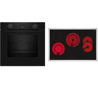 NEFF BX38B0 Kit de cuisinière encastrable comprenant une cuisinière B1CCC0AK3, 60 x 60 cm, CircoTherm pour une chaleur uniforme, écran LED et plaque de cuisson électrique T18SDH9L0, 80 cm, niveau de