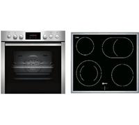 NEFF EDX4P0 Kit Cuisinière Comprenant E2CCG6AN3 Cuisinière 60 x 60 cm Pyrolyse Auto-Nettoyage CircoTherm Écran LED & M13R42N2 Plaque Electrique Zone Cocotte Cadre Acier Inoxydable