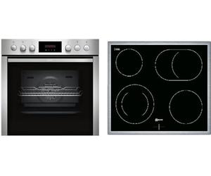 NEFF EDX4P0 Kit Cuisinière Comprenant E2CCG6AN3 Cuisinière 60 x 60 cm Pyrolyse Auto-Nettoyage CircoTherm Écran LED & M13R42N2 Plaque Electrique Zone Cocotte Cadre Acier Inoxydable