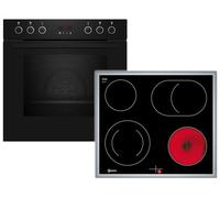 NEFF EX4PB0 Kit Cuisinière Comprenant E2CCG6AK3 Cuisinière 60 x 60 cm Pyrolyse Auto-nettoyage CircoTherm Écran LED & M16SRF0L0 Plaque de Cuisson Electrique Zone Cocotte Cadre Acier Inoxydable