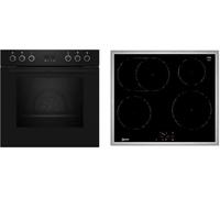 NEFF EX4PIB0 Kit Cuisinière E2CCG6AK4 60 x 60 cm Pyrolyse auto-nettoyage CircoTherm Écran LED & M56SBF1L0 Plaque à induction Niveau Power Zone CoTherm Cadre en acier inoxydable