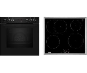NEFF EX4PIB0 Kit Cuisinière E2CCG6AK4 60 x 60 cm Pyrolyse auto-nettoyage CircoTherm Écran LED & M56SBF1L0 Plaque à induction Niveau Power Zone CoTherm Cadre en acier inoxydable
