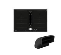 Neff Kit V68TTXGA7 composé de plaque à induction V68TTX4L0 avec hotte aspirante, 80 cm, avec cadre, N 90 et Z861SB2, coude à 90°, avec grand rayon vertical L