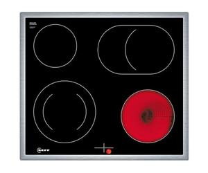 NEFF M16SRF0L0 N 50 Plaque de cuisson électrique, en vitrocéramique, 60 cm de large, zone de cocotte, double circuit, indicateur de chaleur résiduelle, horizontale, noire