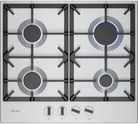 NEFF, N70, T26CIP8N0, Plaque de cuisson à gaz de 60 cm avec 4 brûleurs, FlameSelect optimisée, 2 supports de poêle en fonte compatibles avec lave-vaisselle, cadrans métalliques amovibles