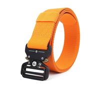 Boucle automatique en métal, ceinture tactique d'extérieur en Nylon, ceintures de sport en toile de 3.8cm de largeur, ceinture décorative décontractée, Orange, 125x3.8cm