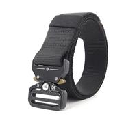 Boucle automatique en métal, ceinture tactique d'extérieur en Nylon, ceintures de sport en toile de 3.8cm de largeur, ceinture décorative décontractée, Noir, 125x3.8cm