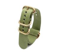 NEFLUM Bracelet de montre en Nylon, 18mm, 20mm, 22mm, 24mm, en toile, Durable, boucle dorée,Vert,18mm