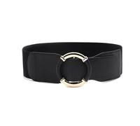 NEFLUM Ceinture élastique pour femmes, ceinture à boucle ronde dorée de 6cm de large, ceinture décorative pour robe, Noir, 70x6cm
