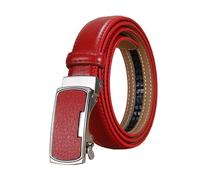 NEFLUM Ceinture en cuir pour femmes, 2.3cm, décontractée, réglable, boucle automatique, ceinture décorative décontractée, Rouge, 115cm