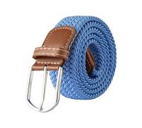 NEFLUM Ceinture en jean tricotée avec boucle ardillon pour homme et femme, décontractée, en toile tissée, extensible, extensible, 3.3 de largeur, Bleu ciel, 3.3cmx120cm