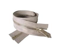 NEFLUM Fermeture éclair colorée en métal doré à extrémité Ouverte, 30/40/50/60/70/80cm, 5#, Verrouillage Automatique, pour vêtements de Bricolage, Beige, 40cm