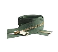 NEFLUM Fermeture éclair colorée en métal doré à extrémité Ouverte, 30/40/50/60/70/80cm, 5#, Verrouillage Automatique, pour vêtements de Bricolage, armée Verte, 40cm