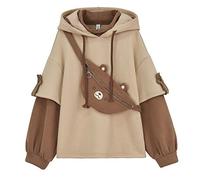 NEFLUM Mignon Animal Ours À Capuche Casual Lâche Tunique Mignon Cosplay Costume Tops Femmes Filles Sweat Blackpink À Capuche Sweat Veste Femmes Sweat À Capuche Kawaii Vêtements Y2k Vêtements