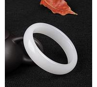 NEFSO Bracelet jonc en Jade Blanc Naturel véritable Bijoux à Breloques Accessoires de Mode Cadeaux d'amulette Porte-Bonheur sculptés à la Main (Couleur de la gemme : 61-62 mm) (Blanc, Jade 61)