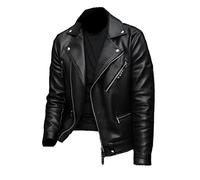 Negan Style Brando Veste de motard en cuir pour homme Coupe ajustée Noir, Noir - Cuir synthétique., M