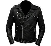 Negan Veste en cuir pour homme | Veste de moto vintage | Veste de marche pour homme | Jeffrey Dean Morgan Cosplay Costume - Noir - XXL