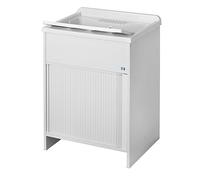 Negrari 4002K Meuble avec lavabo et planche de lavage, ouverture à volet PVC Blanc 60 x 50 x 85 cm