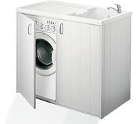 Negrari 5008PAM Meuble pour Machine à Laver et évier réversible, résine d'extérieur, Blanc