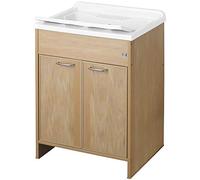 Negrari 9002KF Lavoir, baignoire et assises blanche/meuble et porte frêne