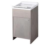 Negrari 9006KRAM Lavabo Lavabo en résine PVC, Résistant à l'humidité, Baignoire résistant aux acides, Intérieur/Extérieur, L50 x P50 x H85 cm, Chêne