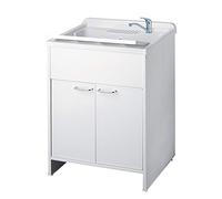 Negrari 9007K Meuble avec lavabo en PVC, Blanc, 90x65x39 cm