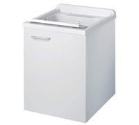 Negrari Cielo 6003SOS Lavabo suspendu Blanc mat 50 x 50 H 63,5 cm Meuble monté mélaminé hydrofuge intérieur porte coins carrés battant baignoire essieu lavage polypropylène siphon kit fixation murale