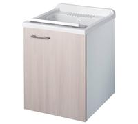 Negrari Cielo 6003SOSOL Lavabo suspendu blanc et orme 50 x 50 cm H63,5 cm Meuble monté mélaminé hydrofuge intérieur porte coins carrés battant baignoire essieu lavage polypropylène siphon kit de
