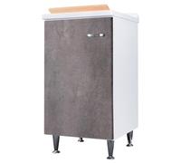 Negrari Comfort 3006DCGDX Lavabo Blanc Corten Gris 45x50 H85 cm Meuble Buanderie Mélaminé Hydrofuge Baignoire Polypropylène Axe Bois Monté Portes Slow Fermeture Battant Poignée Droite Pieds