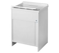 Negrari Extérieur Roc 4007 Lavabo Blanc 60 x 60 H 85 cm Meuble PVC Fermeture Amortisseur Baignoire Axe Polypropylène Monté Pieds Réglable Échappement Siphon Pour Buanderie Intérieur Extérieur Places