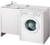 Negrari Extérieur Roc 4800SX Lavabo couvre-machine à laver monté Blanc 124 x 60 H 89 cm Baignoire axe gauche couvre machine à laver droite polypropylène mobile PVC fermeture amortisseur pour buanderie