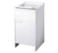 Negrari Garden 9006 Lavabo Blanc 45 x 50 H 85 cm Meuble en PVC résistant à l'eau porte battante baignoire essieu lavage polypropylène fourni monté pour buanderie intérieure extérieure environnements