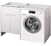 Negrari Garden 9800SX Lavabo couvre-machine à laver monté Blanc 124 x 60 H 89 cm Baignoire axe gauche couvre machine à laver droite polypropylène mobile PVC ouverture portes battantes pour buanderie