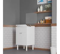 Negrari Lavabo Lavabo en résine avec Miroir, résistant à l'humidité, Baignoire résistante aux acides, kit d'échappement Inclus, intérieur et extérieur, L60 x P50 x H85 cm, Blanc