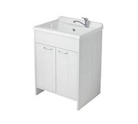 Negrari 9007K Meuble avec lavabo en PVC, Blanc, 90x65x39 cm