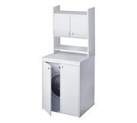 Negrari Meuble Couvre-Machine avec étagère de Rangement, résistant à l'humidité, kit de Fixation Murale Inclus, intérieur et extérieur, L70 x P60 x H94, Blanc