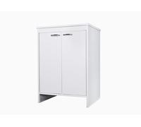 Negrari, Meuble de Base de buanderie en résine PVC, résistant à l'humidité, étagère de Table intérieure, Convient pour l'intérieur et l'extérieur, L60 x P50 x H85 cm, Blanc