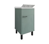 Negrari Meuble lavabo en PVC avec baignoire en PP, résistant aux acides courants, résistant à l'humidité, kit d'échappement inclus, intérieur et extérieur, L45 x P50 x H85 cm, vert foncé
