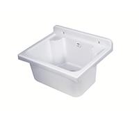 Negrari Lavabo Pilozzo mural en résine, résistant aux acides d'usage commun, résistant à l'humidité, kit d'échappement inclus, intérieur et extérieur, L42 x P34 x H21 cm, blanc