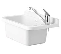 Negrari Pilozzo Évier mural en résine, résistant aux acides d'usage courant, résistant à l'humidité, kit de vidage inclus, intérieur et extérieur, L 50 x P 34 x H 21 cm, blanc