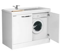 Negrari Silvestro Intérieur 5008 Lavabo pour lave-linge monté blanc 109 x 60 H 90,5 meuble mélaminé hydrofuge baignoire polypropylène réversible gauche droite fermeture 2 portes battantes Slow axe